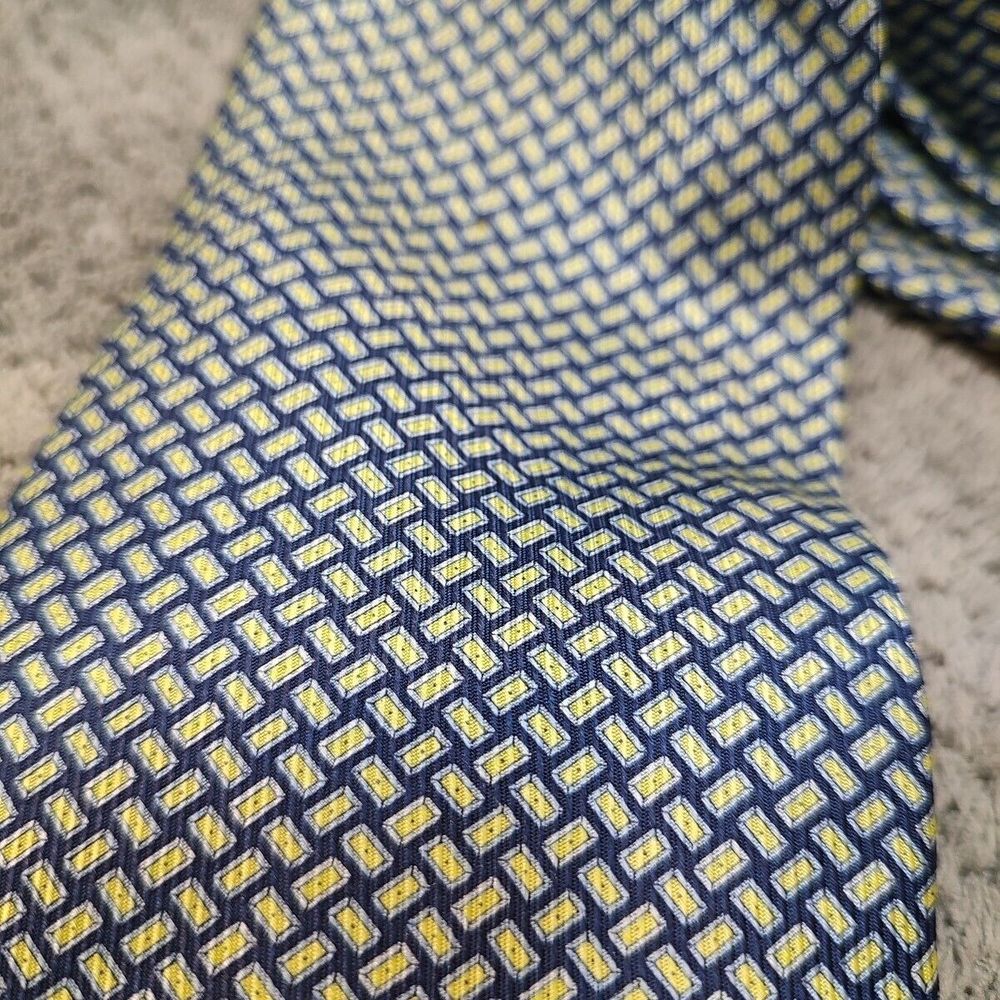 Izod Men's Necktie Tie 100% Silk Designer Navy Lime and Steel Grey 60x4" Busines - Picture 2 of 5